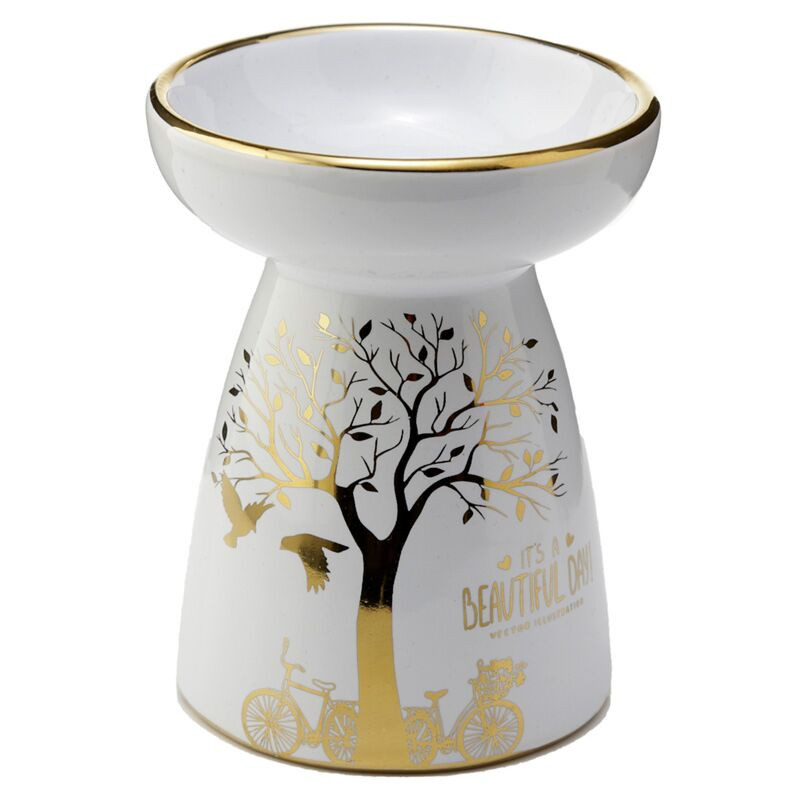 Brûleur à huile ou fondant Arbre Doré — Blanc