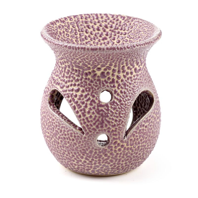 Petit brûleur à huile en céramique - Design craquelé — Mauve