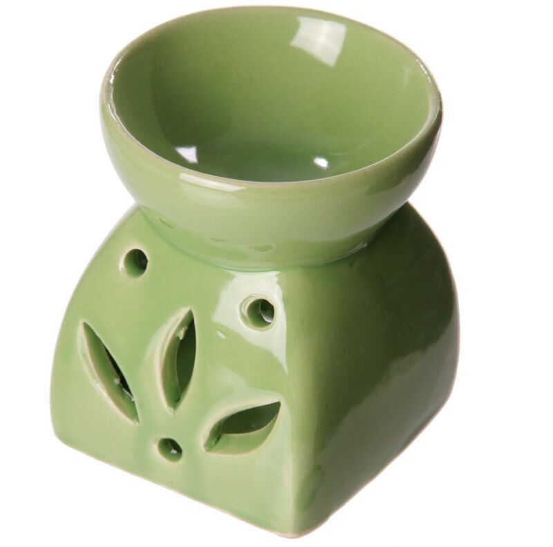 Brûleur à huile et fondant en forme de Feuille — Vert