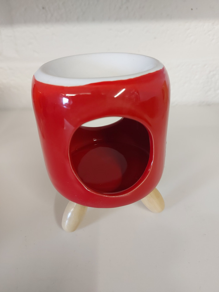 Brûleur à huile et fondant cylindrique en céramique — Rouge