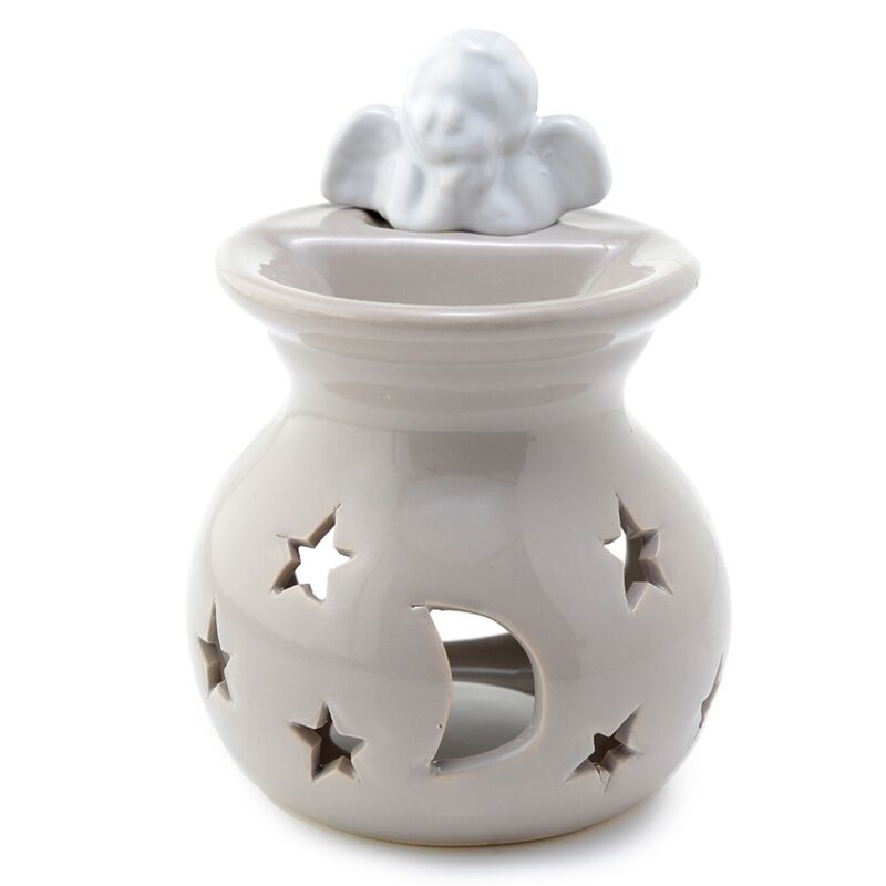 Brûleur à huile ou fondant Eden étoile et ange — Beige